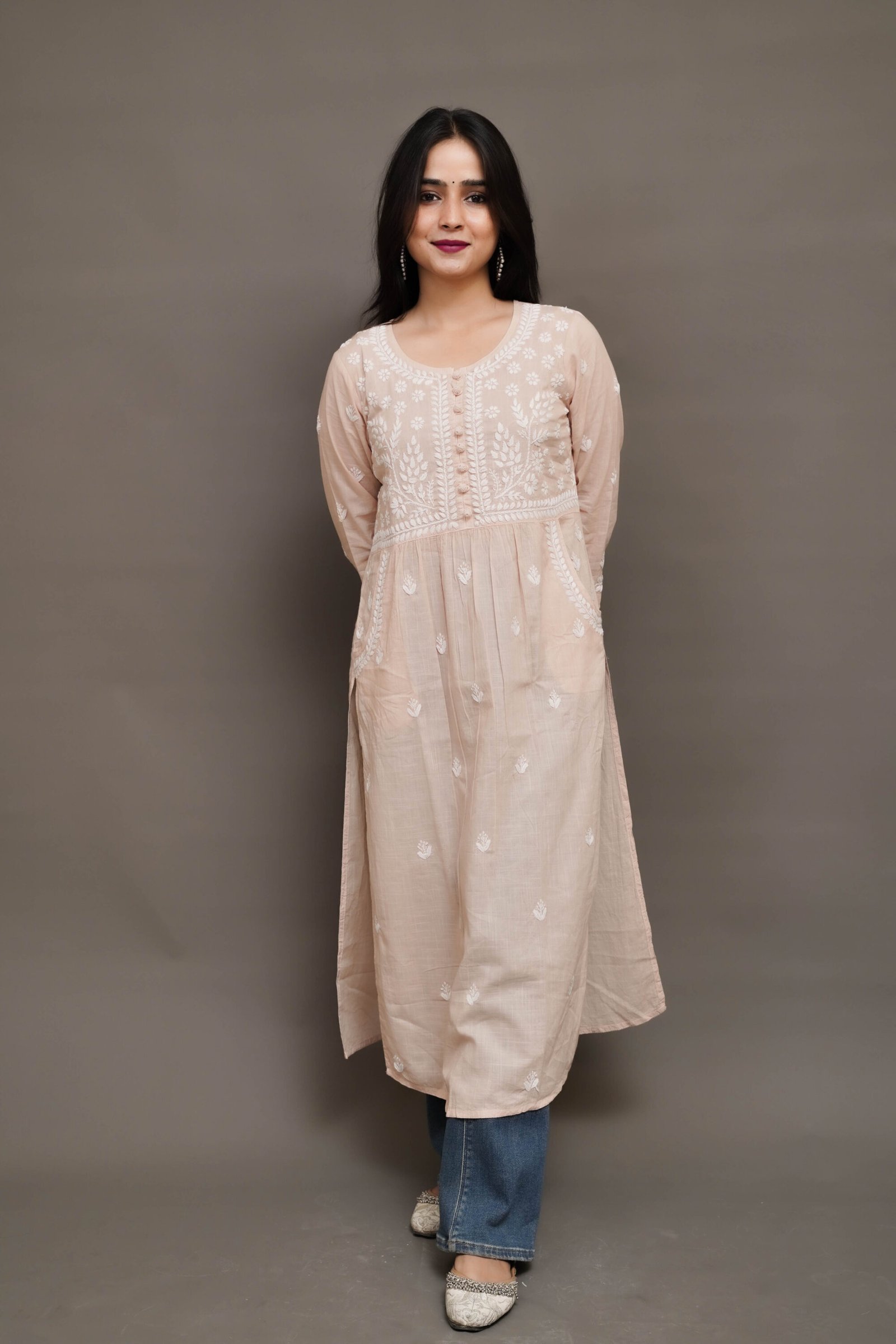 Desert Bloom Chikankari Kurta - Cotton Chikankari Kurta by Feathers by Priya