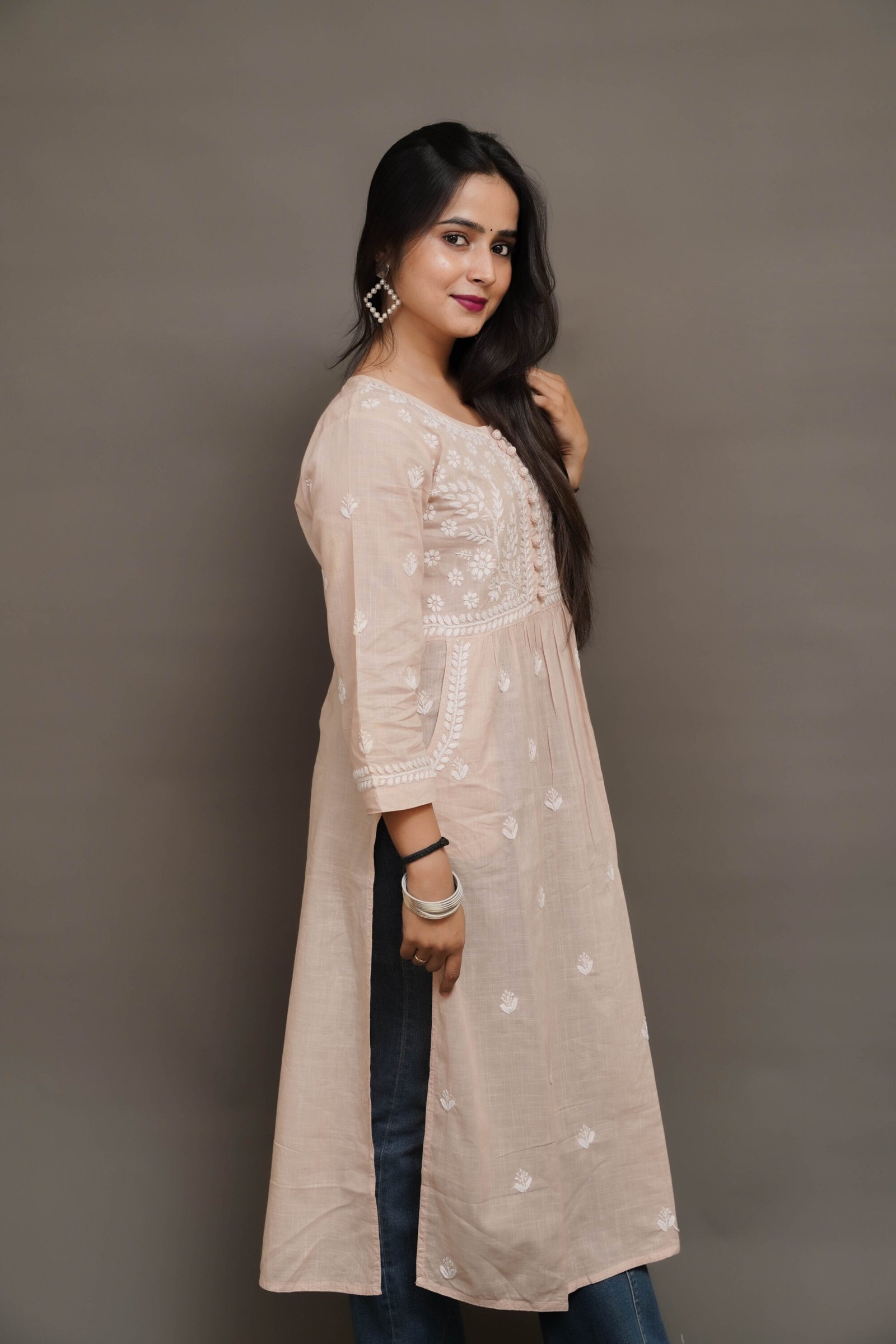 Desert Bloom Chikankari Kurta - Cotton Chikankari Kurta by Feathers by Priya - Image 3