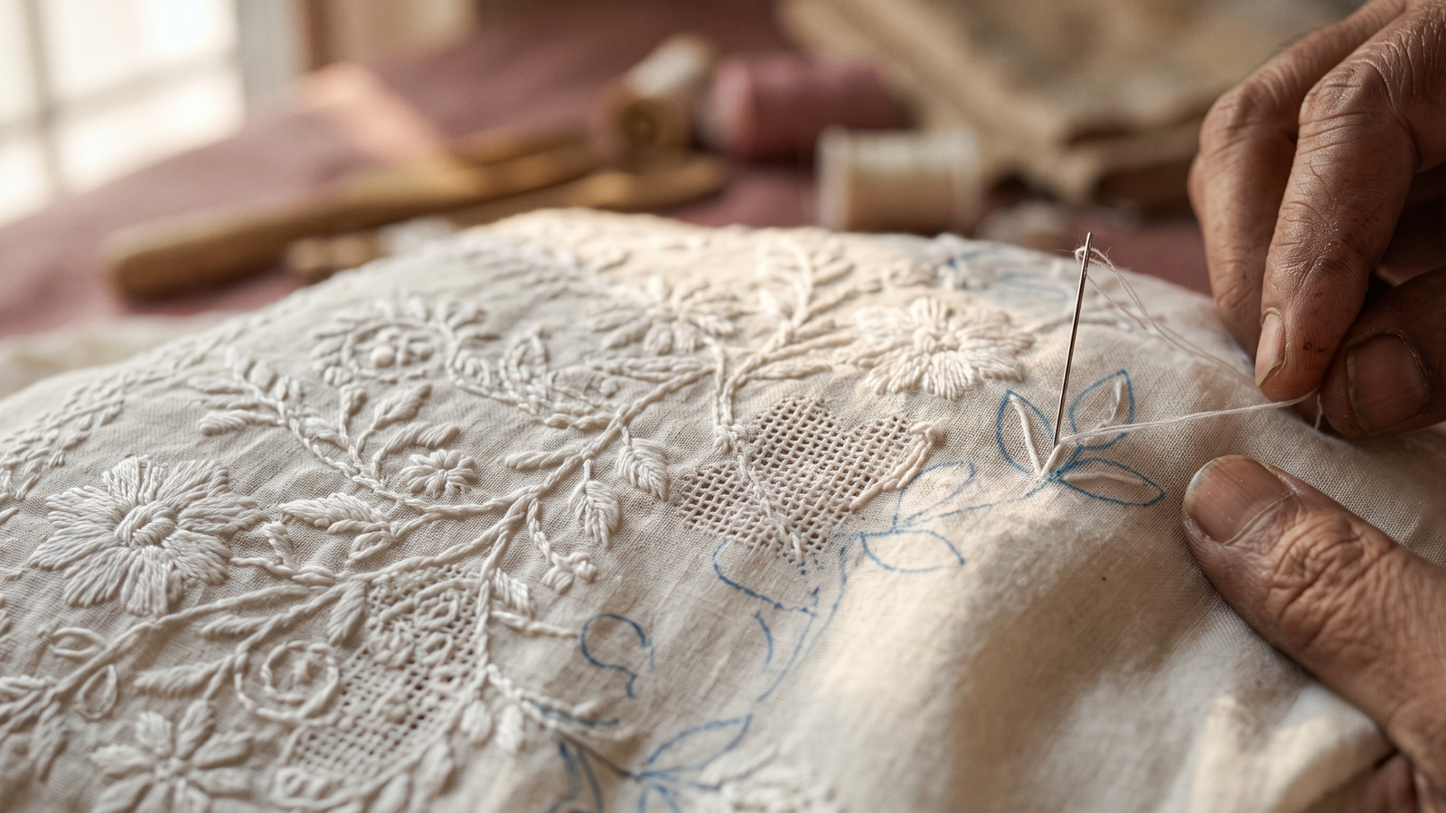 A stitch in progress