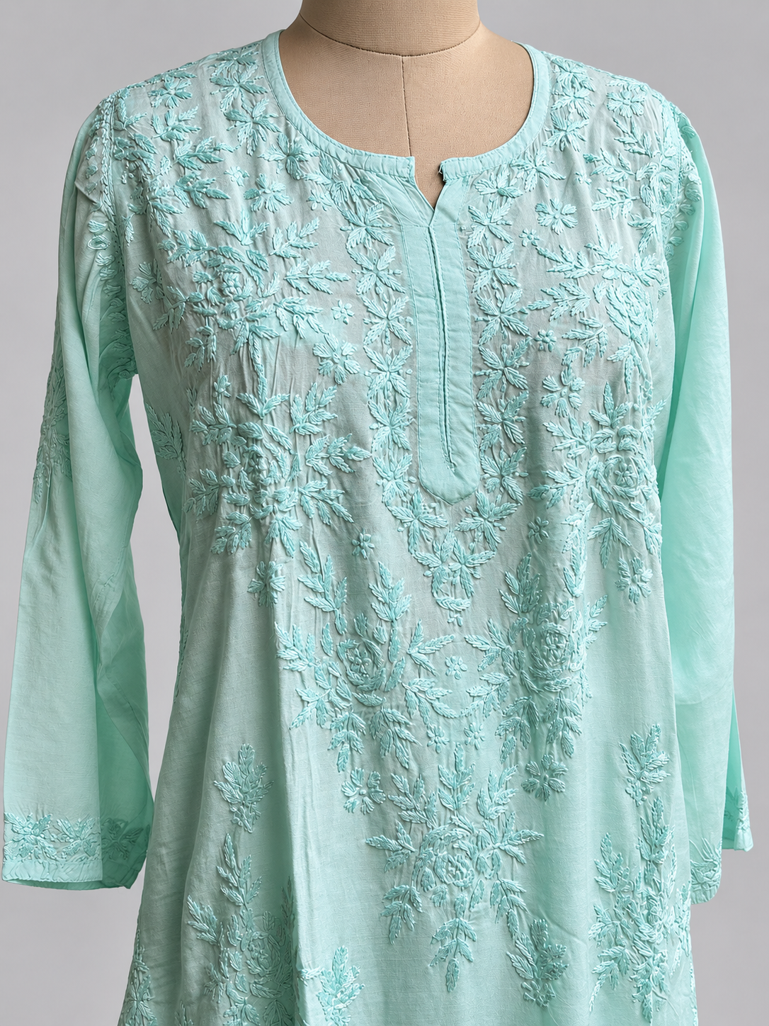 Sea Spray Chikankari Suit - Muslin Chikankari 2-Piece Suit Set by Feathers by Priya - Image 3