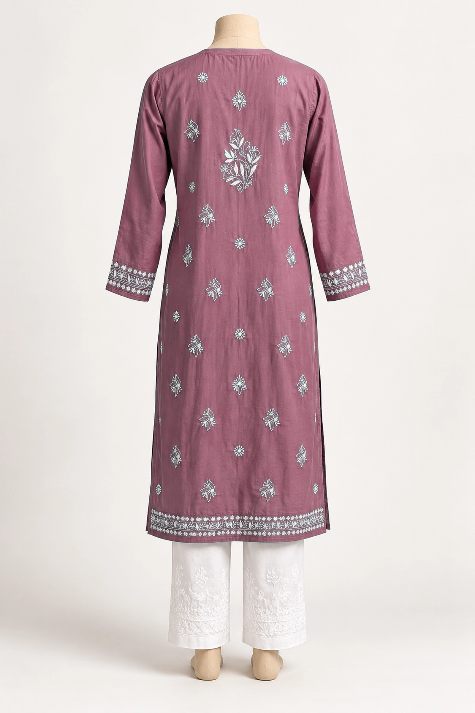 Blush Petal Chikankari Kurta - Chikankari Kurta by Feathers by Priya - Image 3