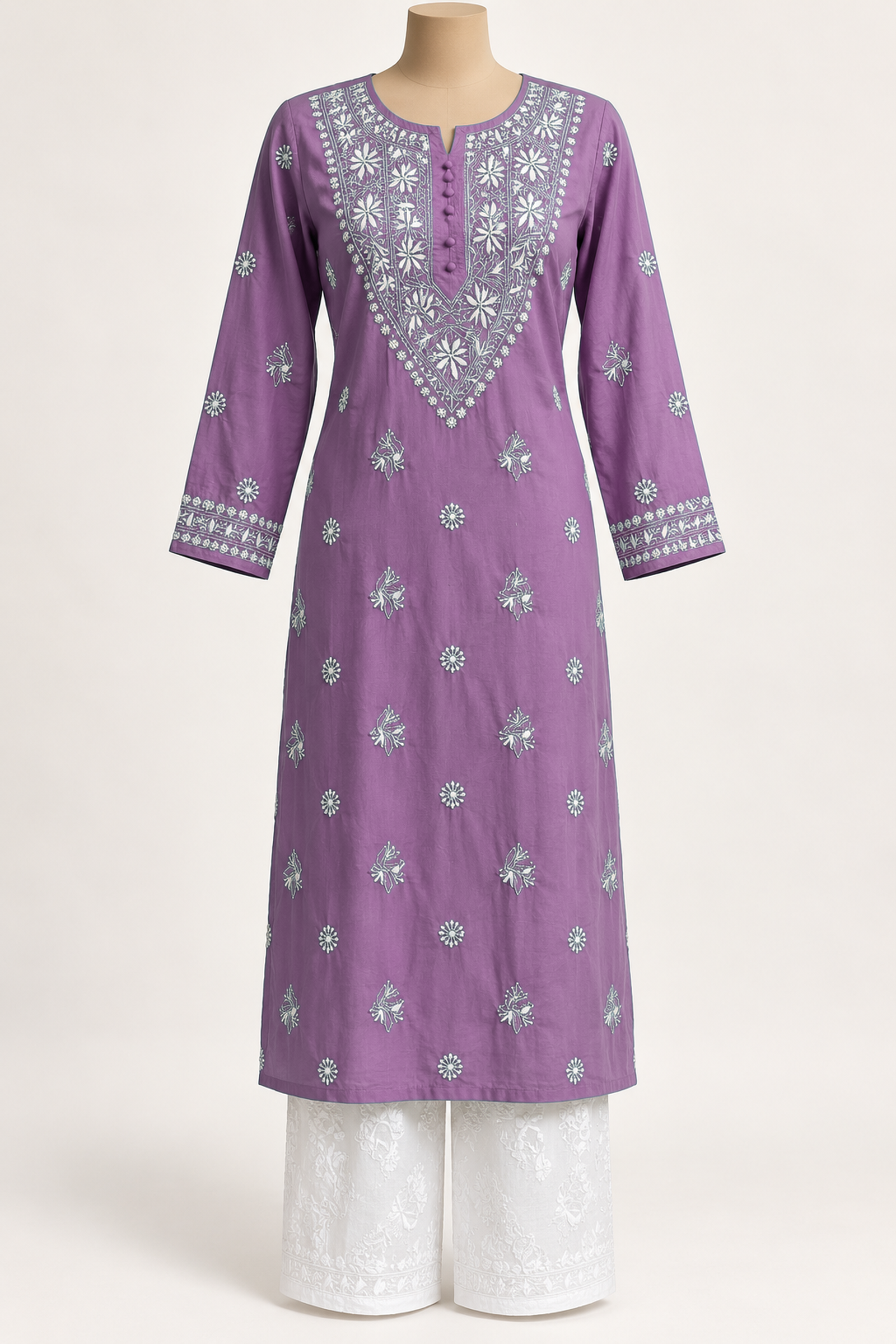 Lagoon Breeze Chikankari Kurta - Chikankari Kurta by Feathers by Priya - Image 6