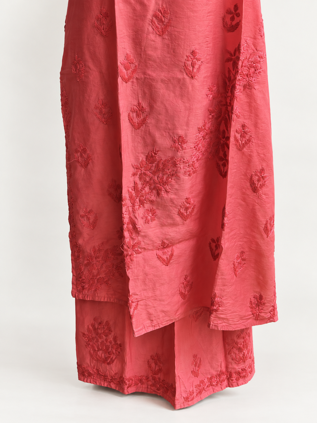 Amber Dusk Chikankari Suit - Chanderi Chikankari 2-Piece Suit Set by Feathers by Priya - Image 4