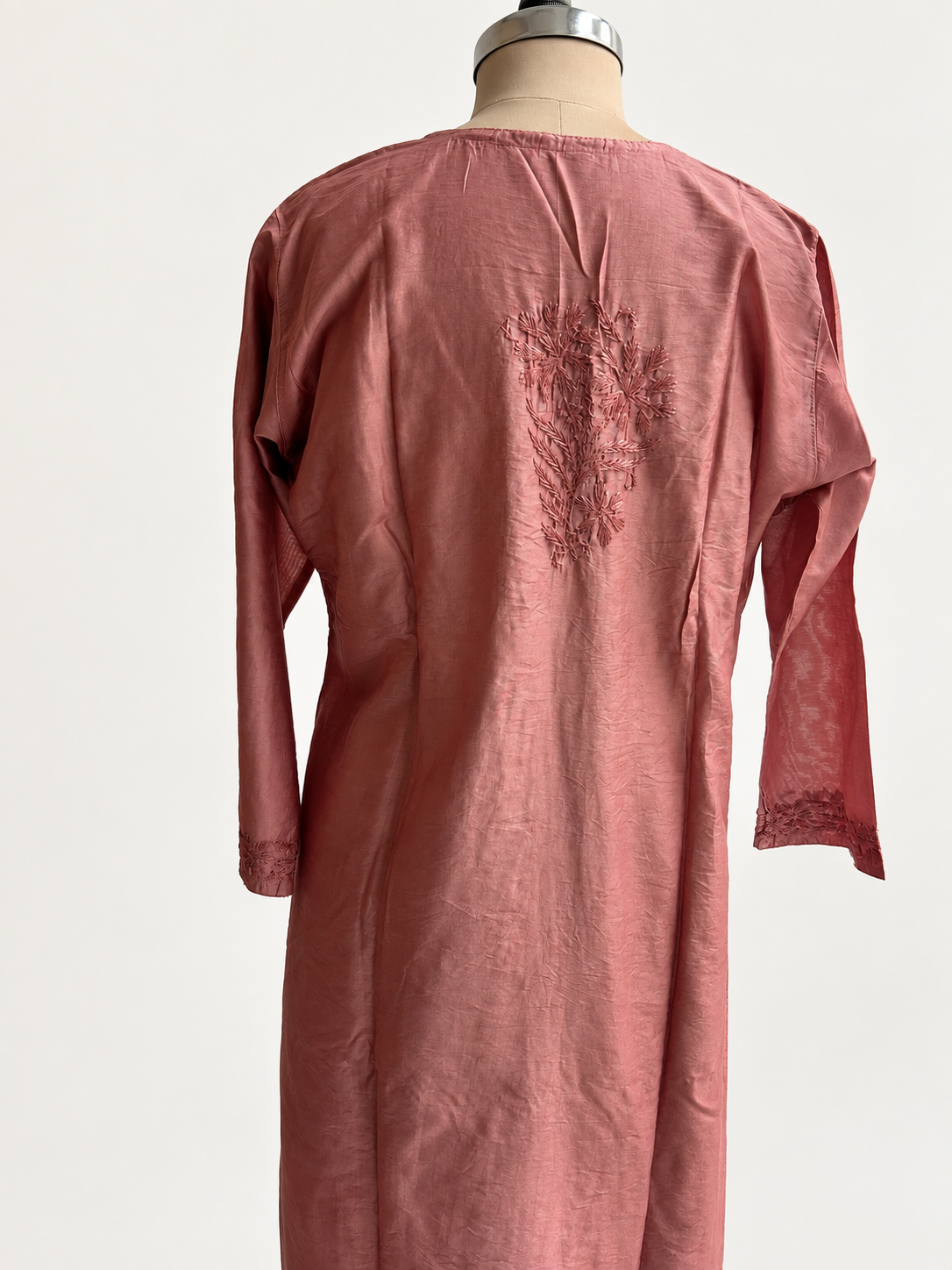 Amber Dusk Chikankari Suit - Chanderi Chikankari 2-Piece Suit Set by Feathers by Priya - Image 4