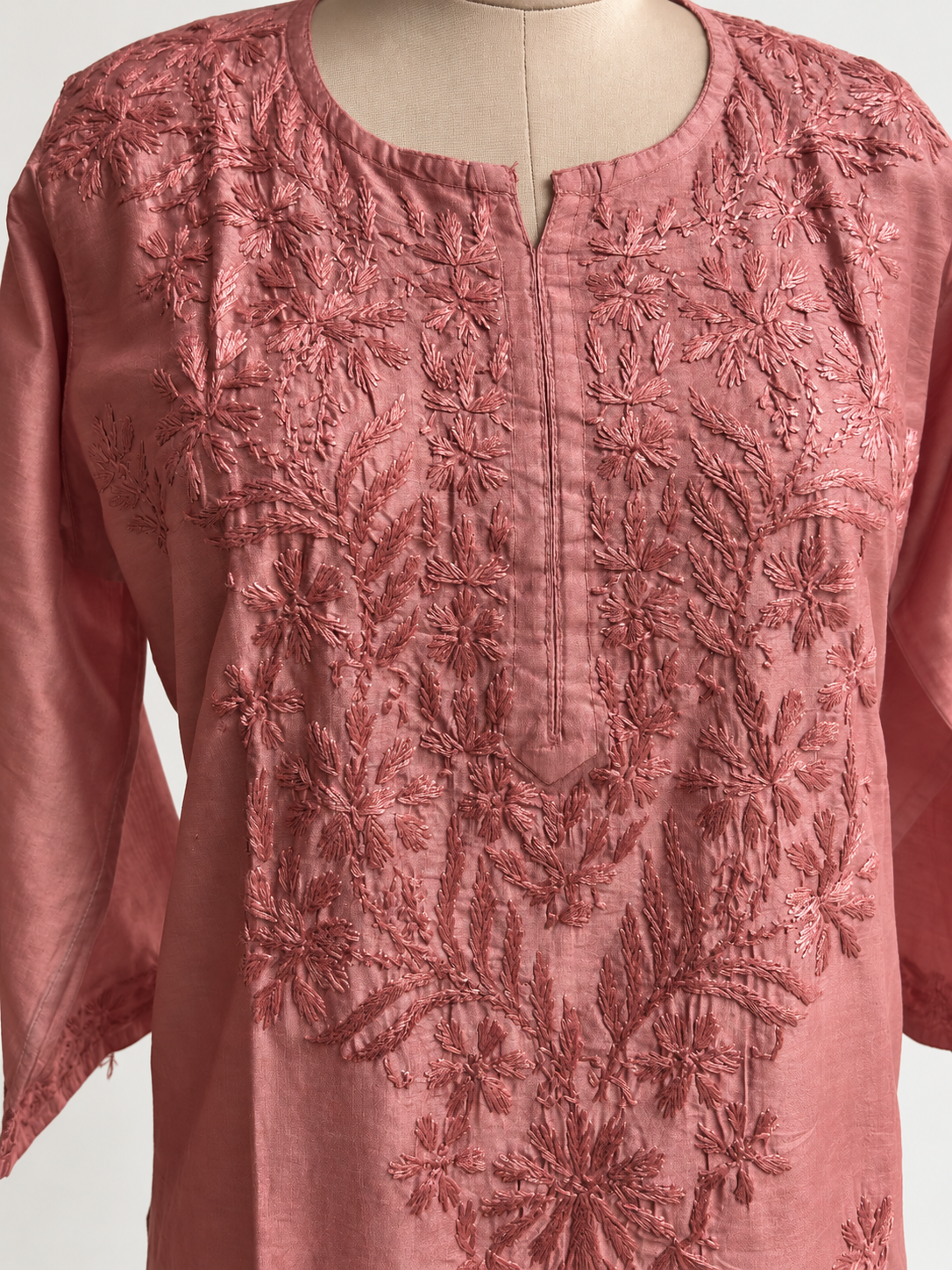 Amber Dusk Chikankari Suit - Chanderi Chikankari 2-Piece Suit Set by Feathers by Priya - Image 5