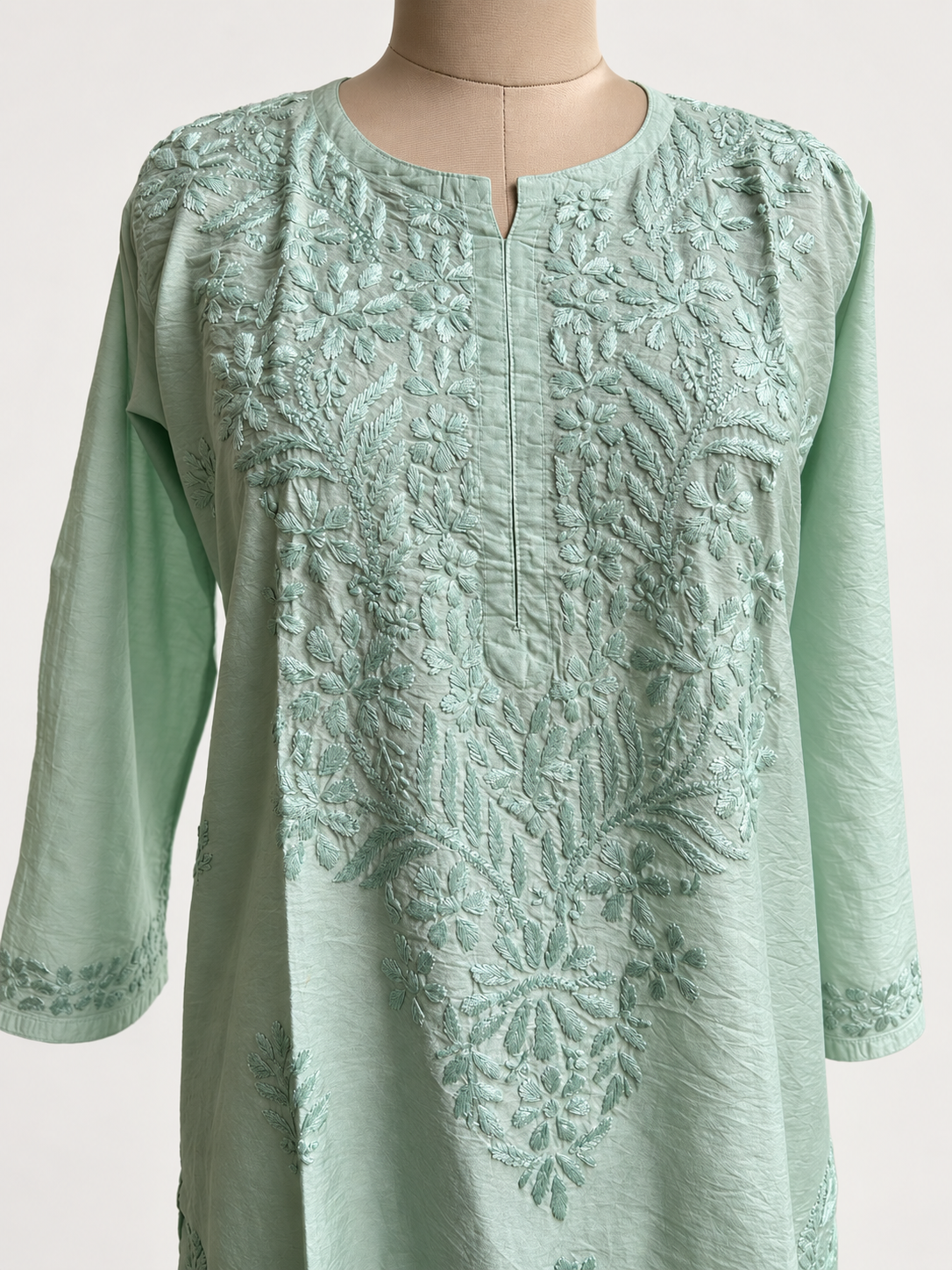Forest Glade Chikankari Suit (Copy) - Chanderi Chikankari 2-Piece Suit Set by Feathers by Priya - Image 5