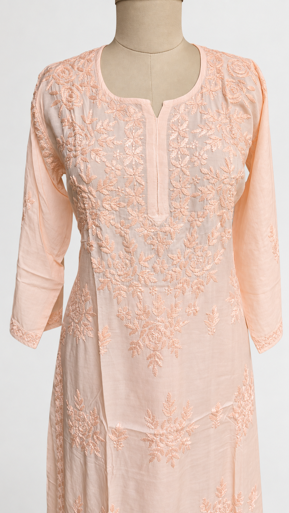 Apricot Glow Chikankari Suit - Muslin Chikankari 2-Piece Suit Set by Feathers by Priya - Image 3