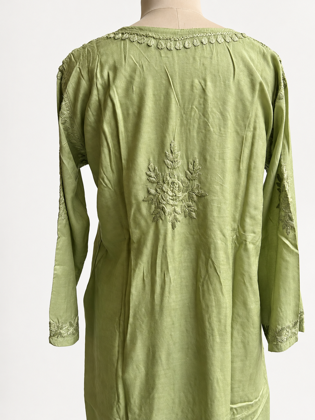 The Celeste Tide Chikankari Suit - Muslin Chikankari 2-Piece Suit Set by Feathers by Priya - Image 3