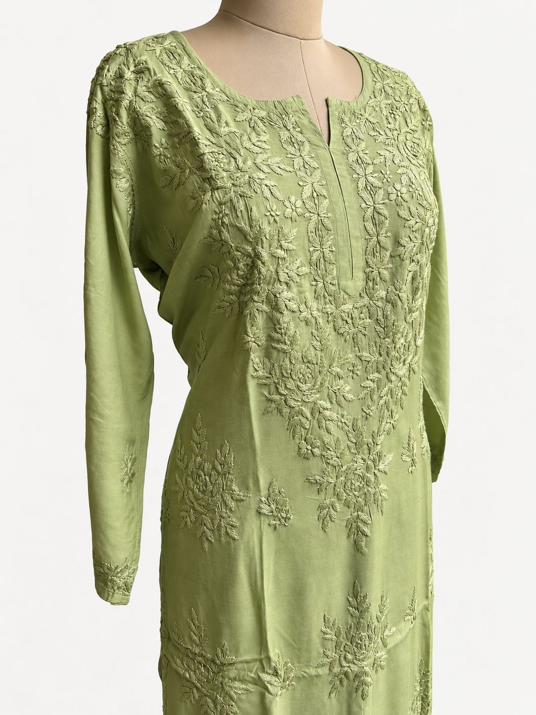 The Celeste Tide Chikankari Suit - Muslin Chikankari 2-Piece Suit Set by Feathers by Priya - Image 4
