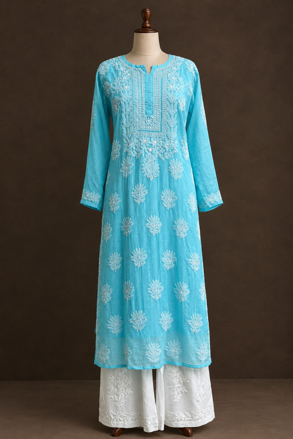 file_00000000121481fda1b9b59f061db777 Sky Zephyr Chikankari Kurta - Kota Chikankari Kurta by Feathers by Priya - Image 5