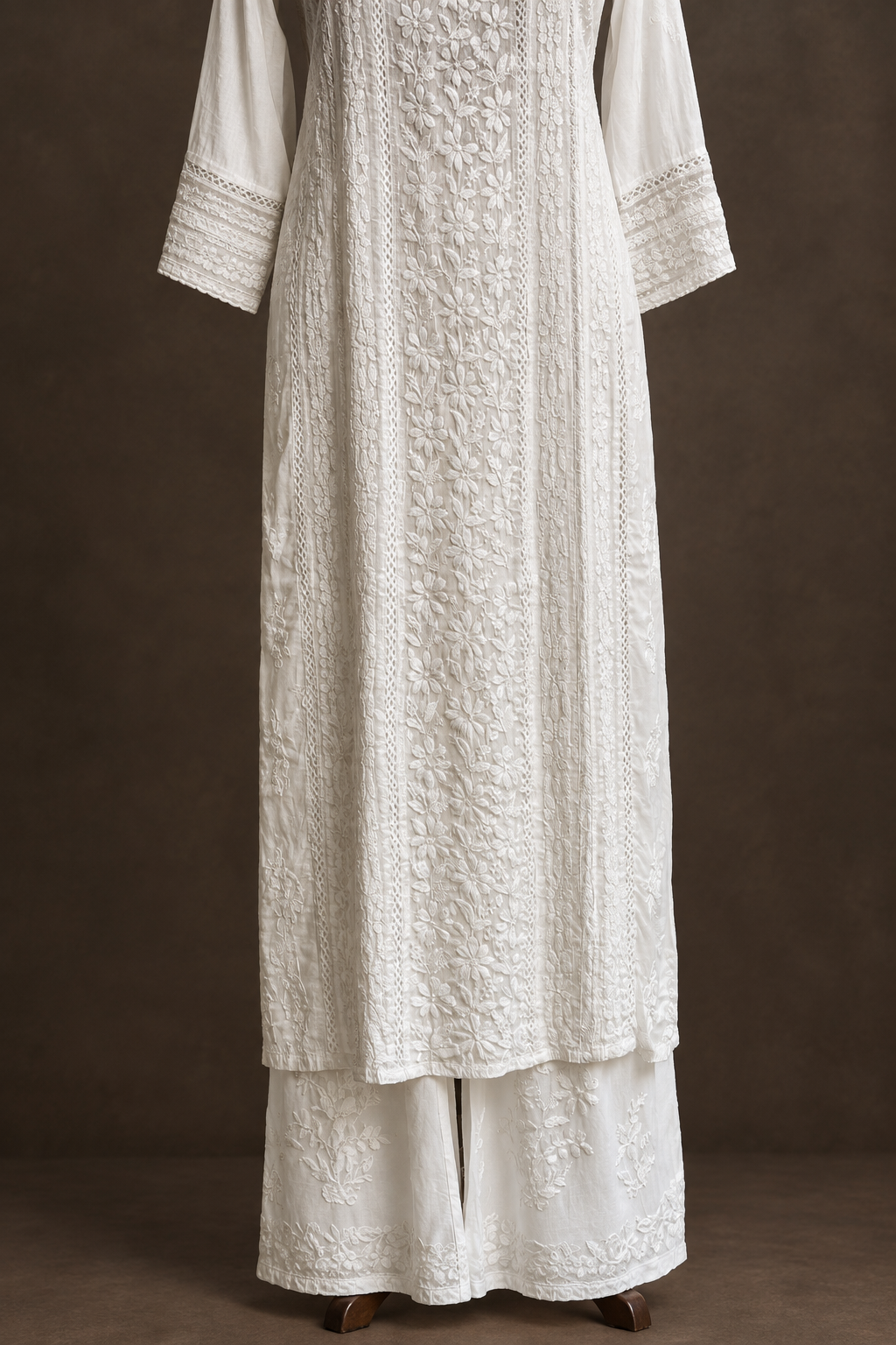 Pearl Dew Chikankari Kurta - Muslin Chikankari Kurta by Feathers by Priya - Image 6