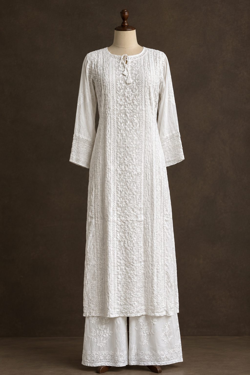 Pearl Dew Chikankari Kurta - Muslin Chikankari Kurta by Feathers by Priya - Image 2