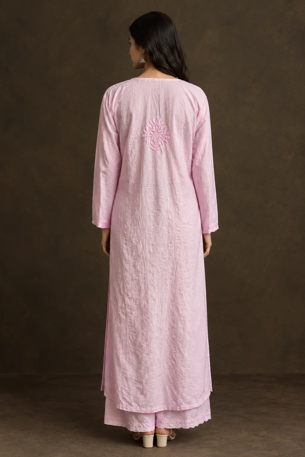 Lavender Bloom Chikankari Suit - Chanderi Chikankari 2-Piece Suit Set by Feathers by Priya - Image 2