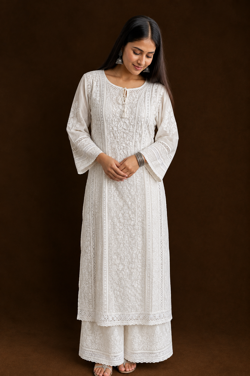 Pearl Dew Chikankari Kurta - Muslin Chikankari Kurta by Feathers by Priya