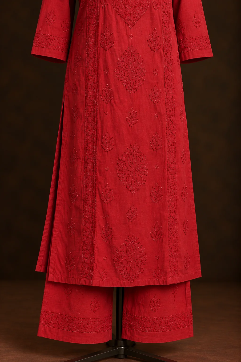 file_000000000a548210a86205a9a1ab7e59 Crimson Crest Chikankari Suit - Mul Chanderi Chikankari 2-Piece Suit Set by Feathers by Priya - Image 5