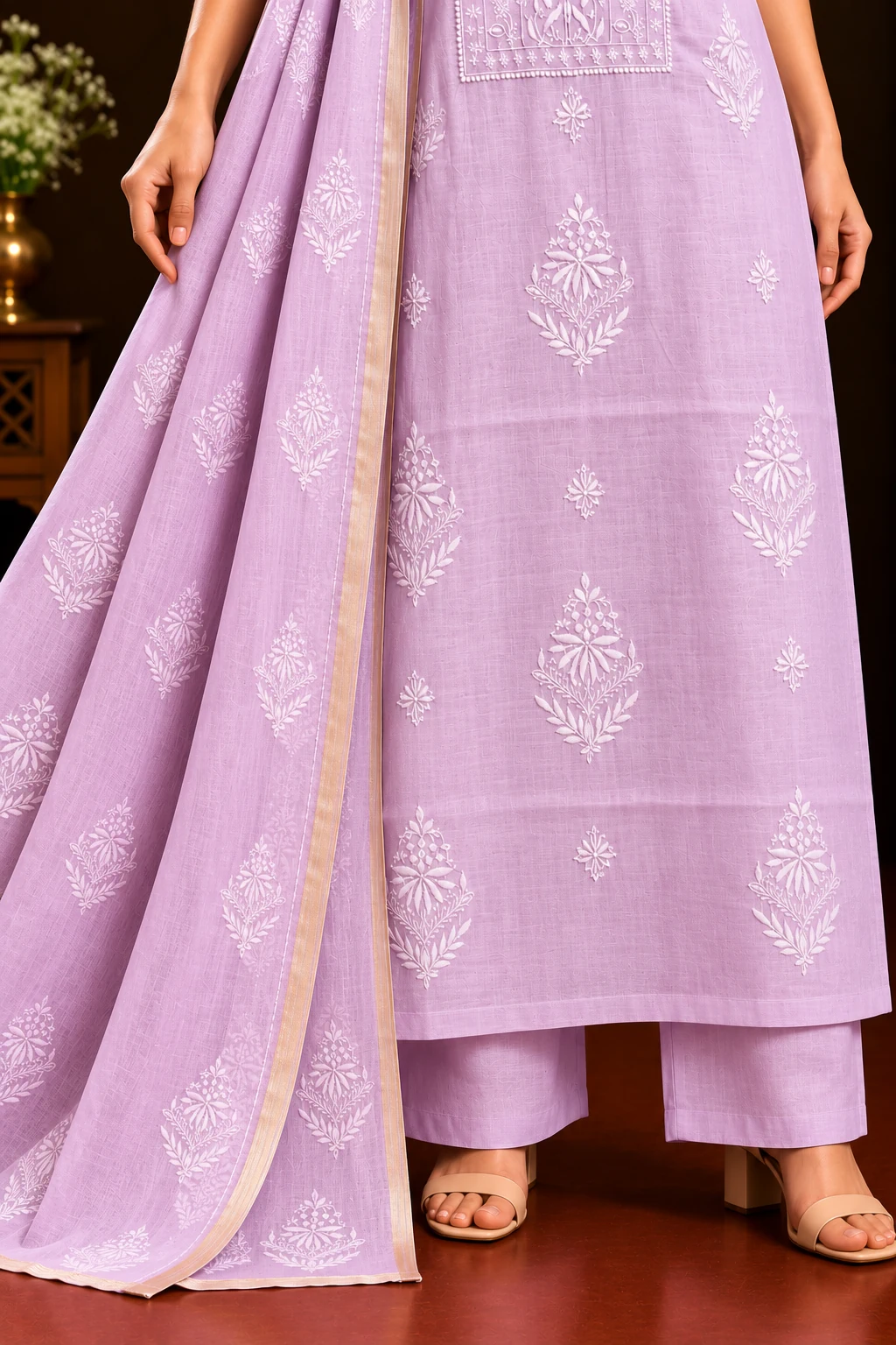 Verdant Organza Mukaish Unstitched Chikankari Suit - Chikankari by Feathers by Priya - Image 3