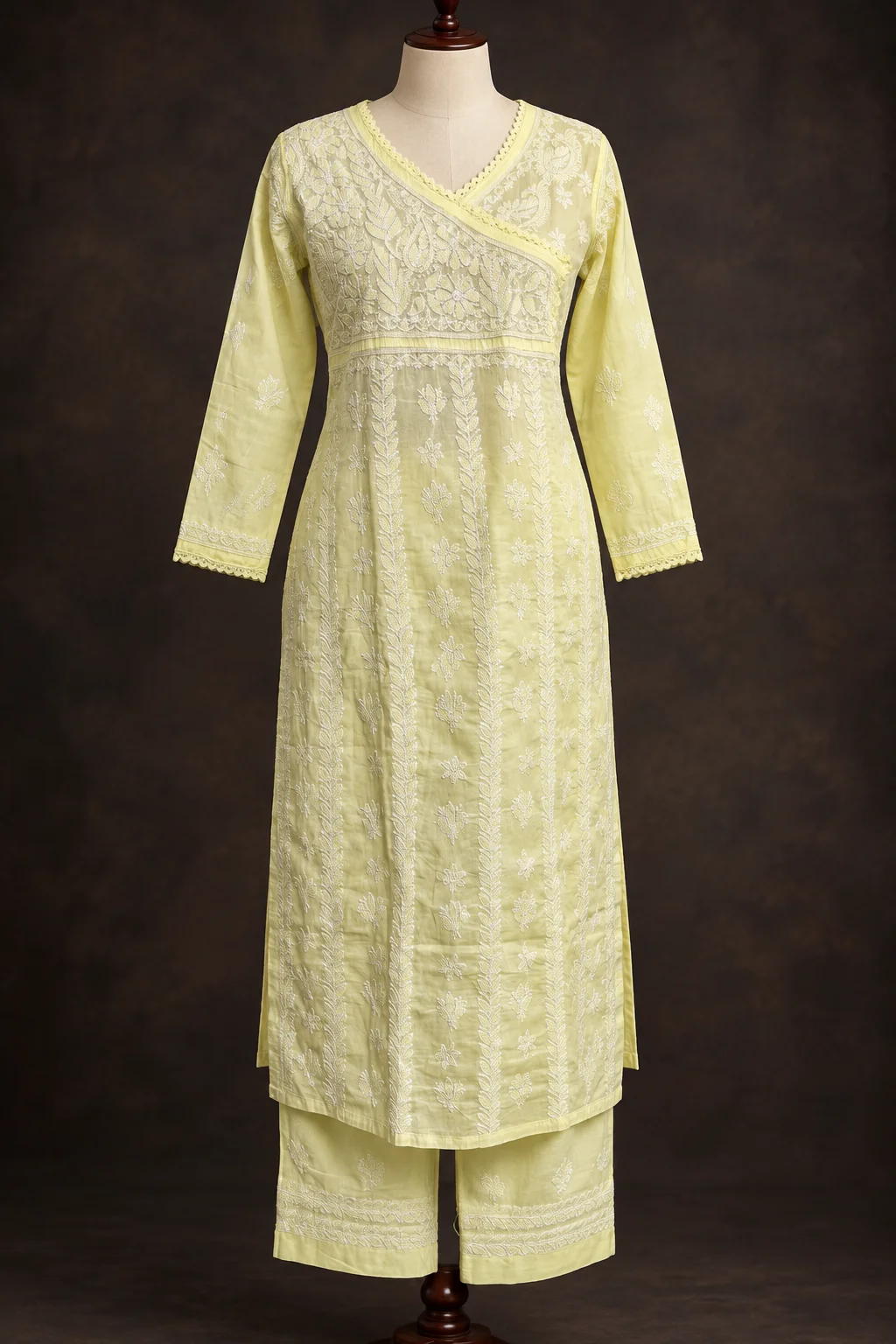 Solaris Angrakha Chikankari Suit - Chikankari 2-Piece Suit Set by Feathers by Priya - Image 4
