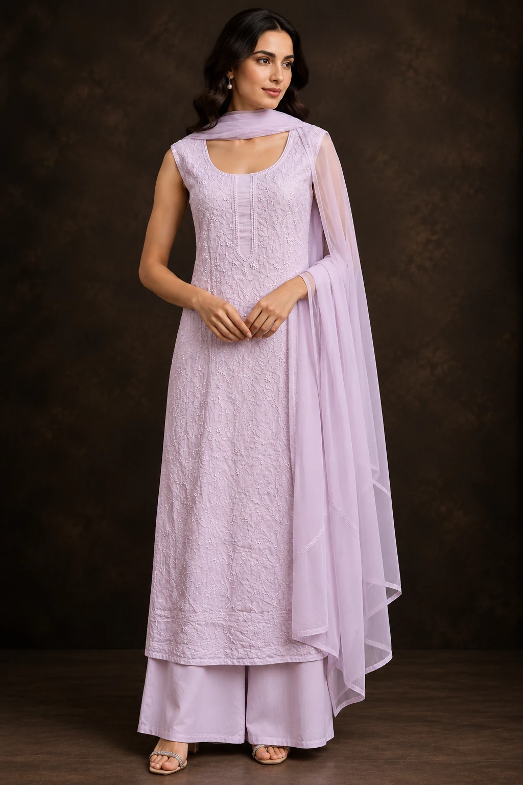 Gilded Tissue Unstitched Chikankari Suit - Chikankari by Feathers by Priya - Image 2