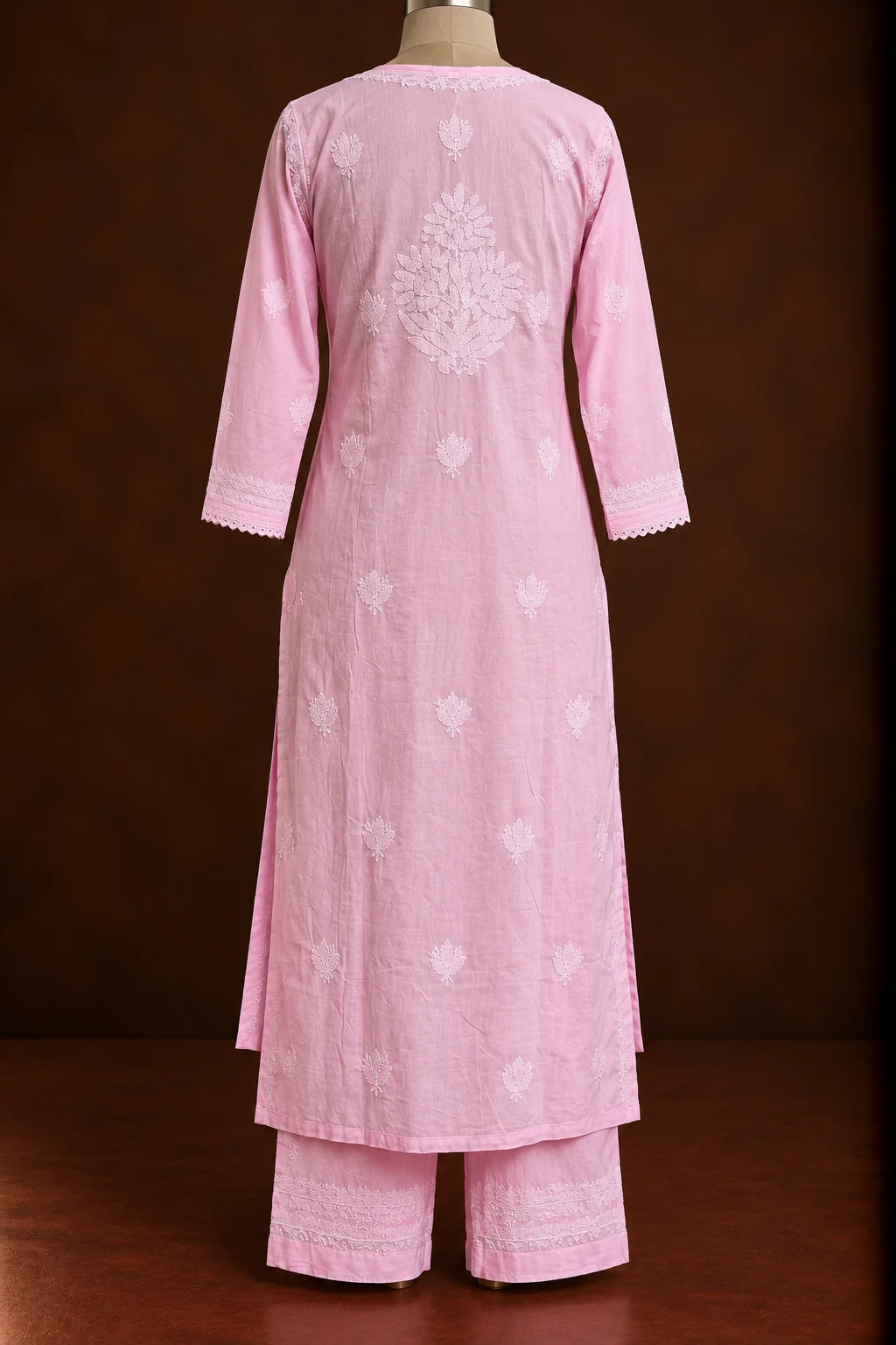 Rose Quartz Chikankari Suit - Chikankari 2-Piece Suit Set by Feathers by Priya - Image 3