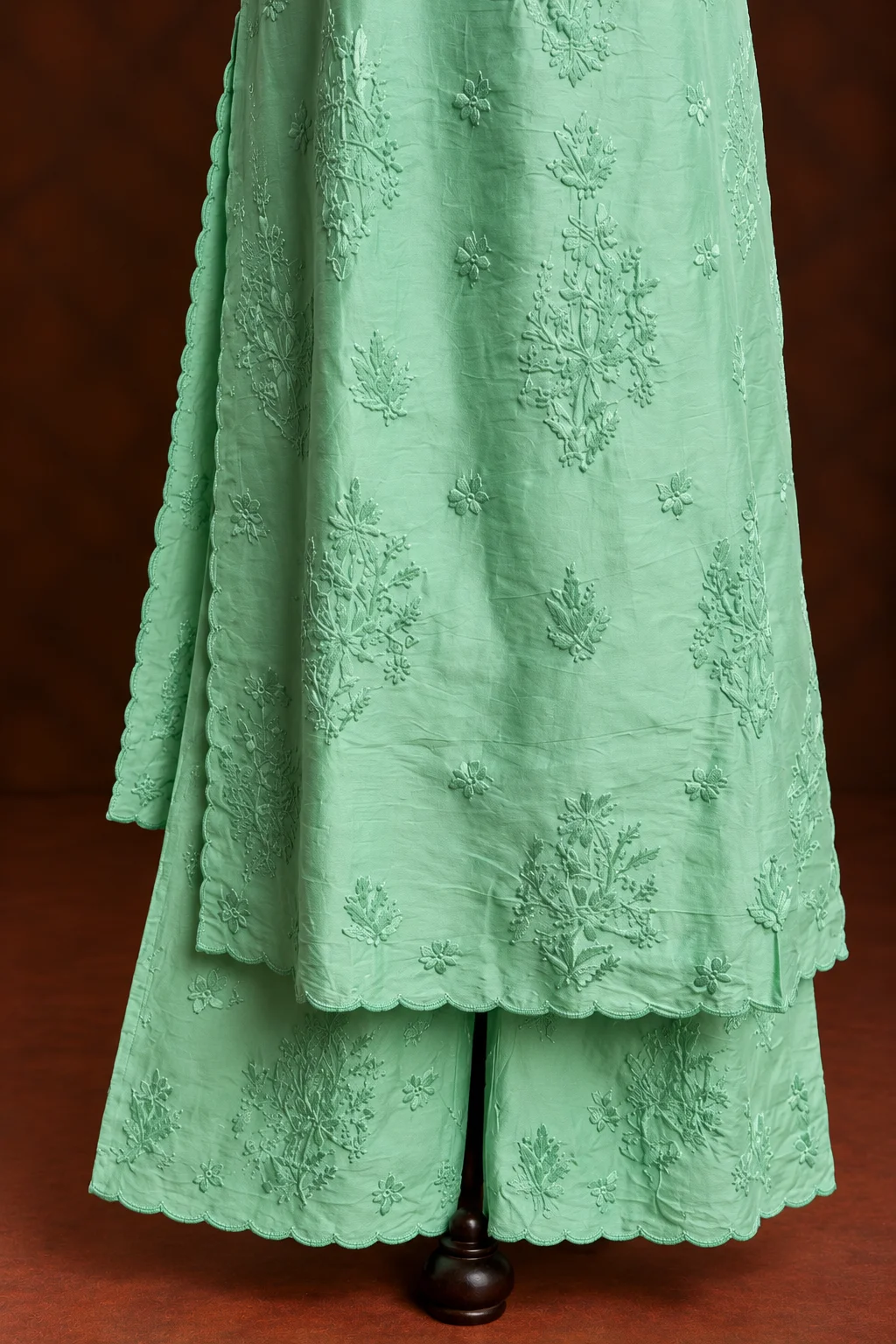 Meadow Frost Chikankari Suit - Chanderi Chikankari 2-Piece Suit Set by Feathers by Priya - Image 2