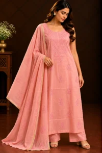 Blush Tone Unstitched Chikankari Suit - Chikankari by Feathers by Priya