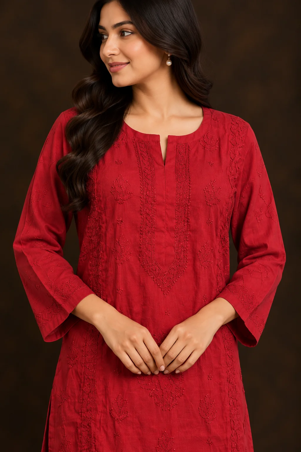 file_000000007eec81f4a94f6b3c2e536d67 Crimson Crest Chikankari Suit - Mul Chanderi Chikankari 2-Piece Suit Set by Feathers by Priya - Image 3