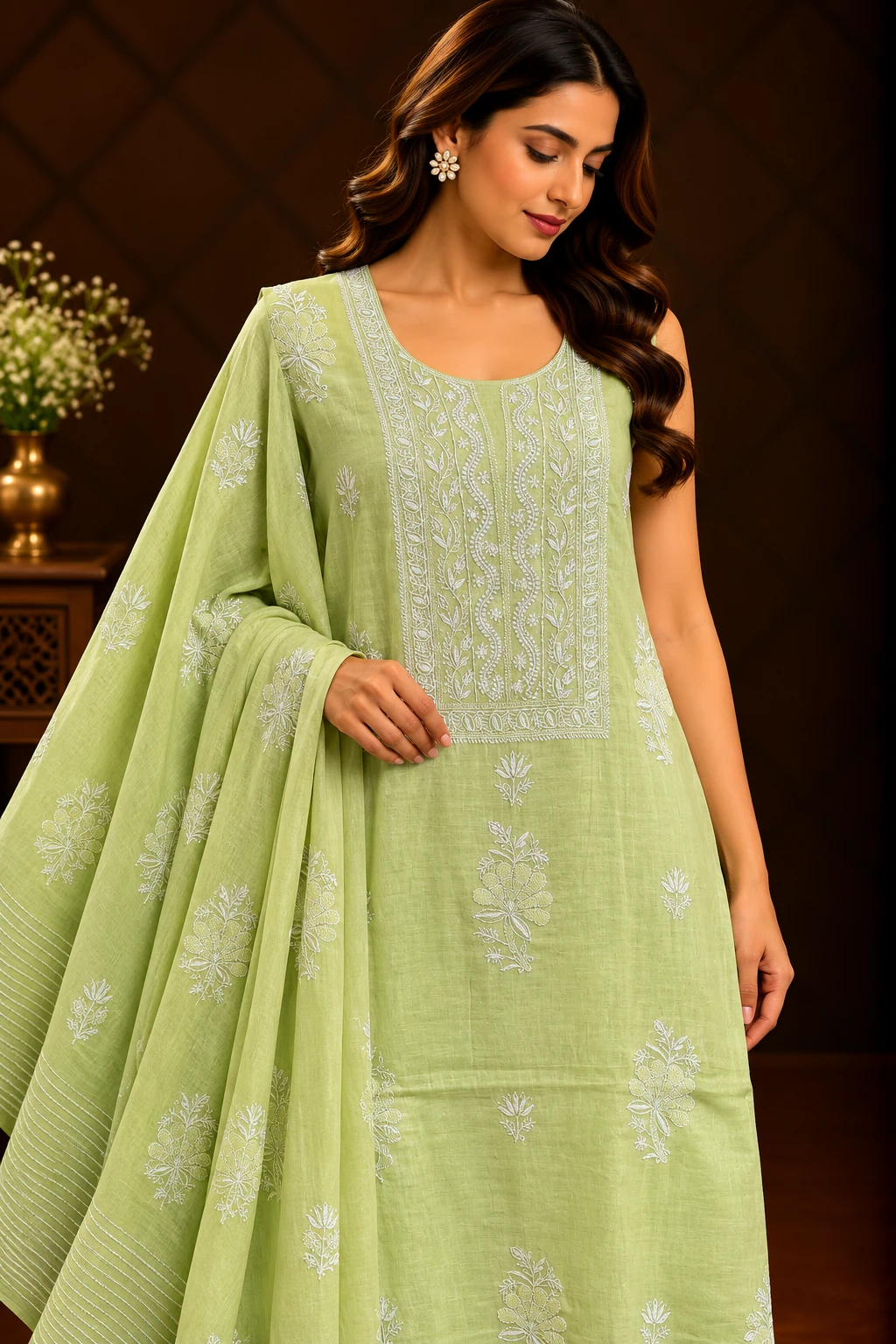 Blush Tone Unstitched Chikankari Suit - Chikankari by Feathers by Priya - Image 3