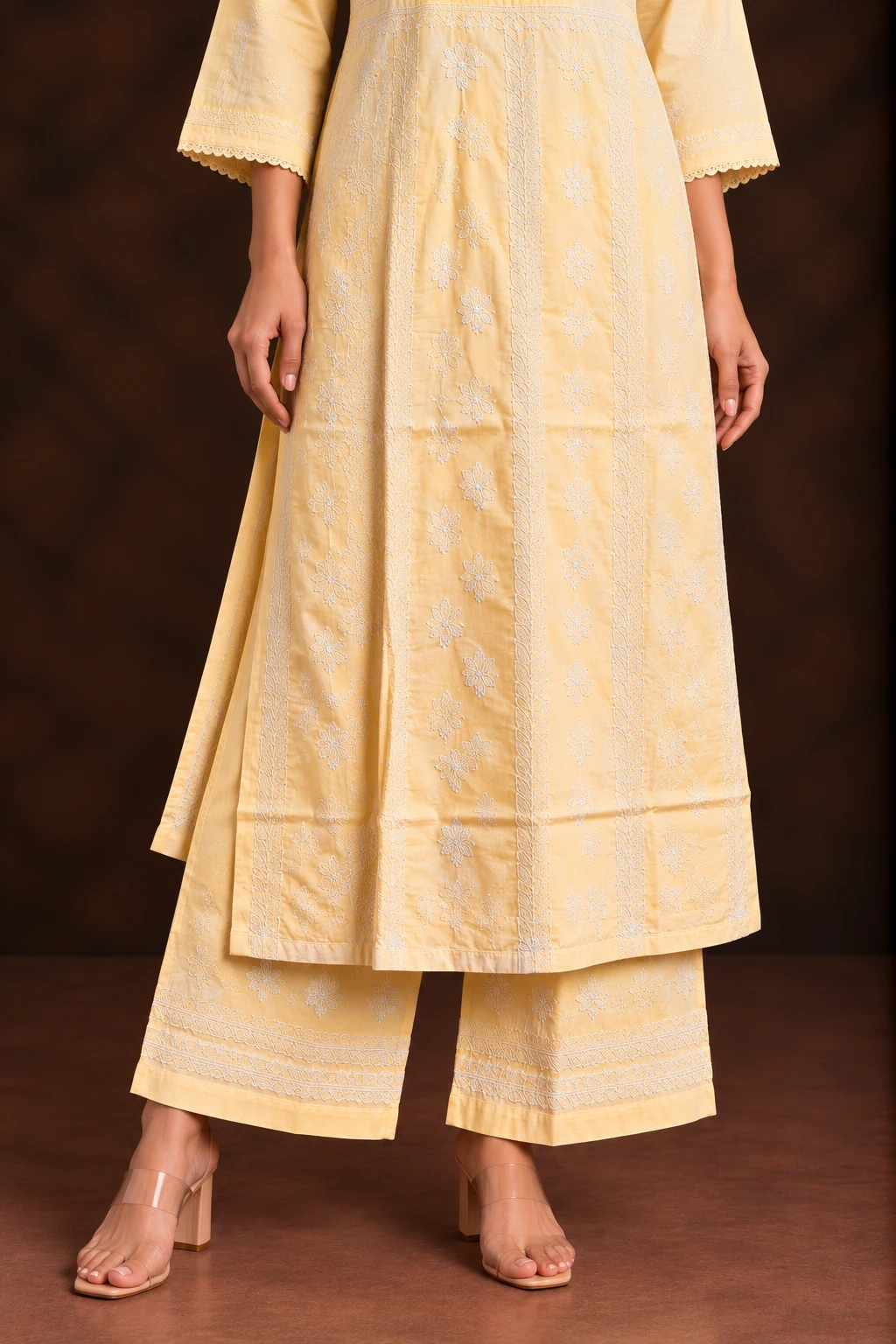 Golden Horizon Angrakha Chikankari Suit - Chikankari 2-Piece Suit Set by Feathers by Priya - Image 5