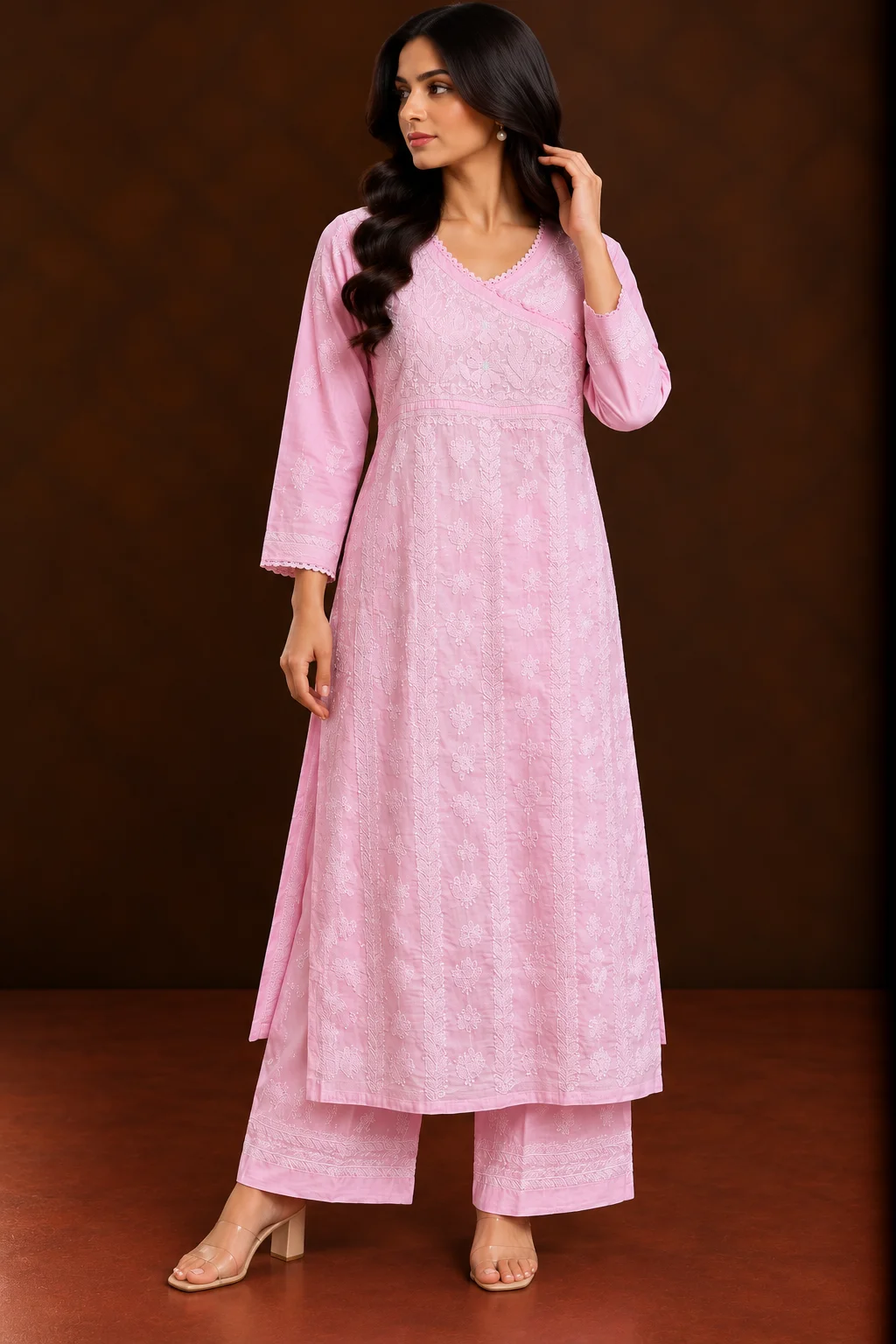Rose Quartz Chikankari Suit - Chikankari 2-Piece Suit Set by Feathers by Priya