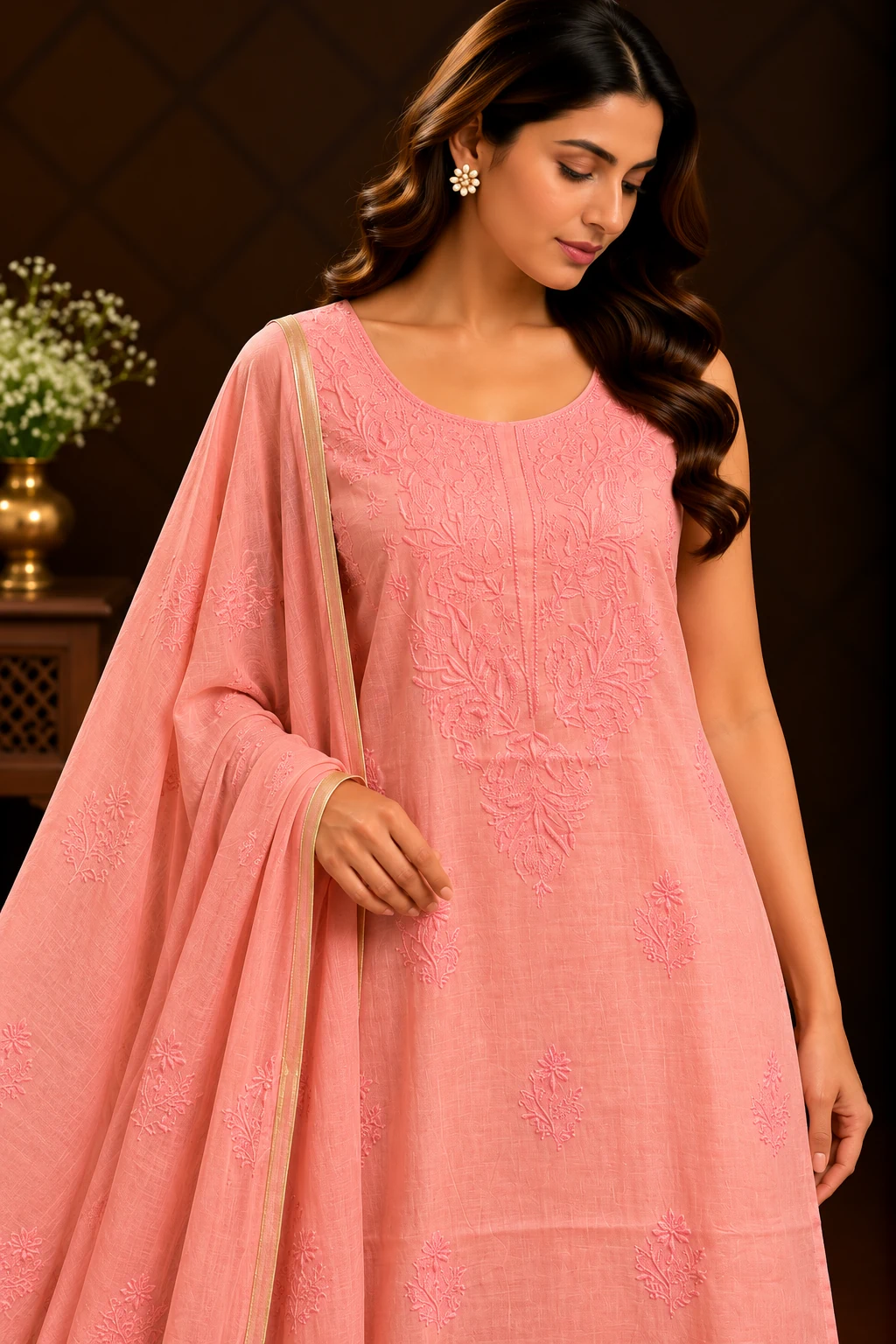 file_00000000ae7c8208ac723998d0b45dbd_result Blush Tone Unstitched Chikankari Suit - Chikankari by Feathers by Priya - Image 4