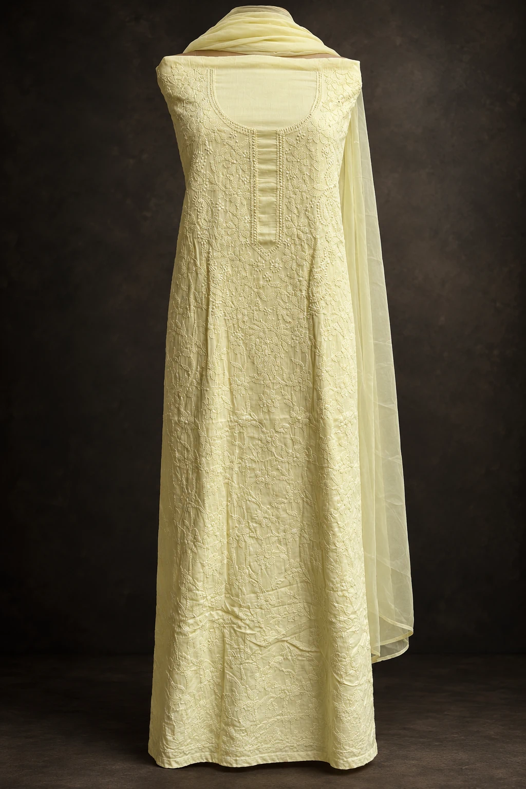 Mint Shadow Unstitched Chikankari Suit - Chikankari by Feathers by Priya - Image 3
