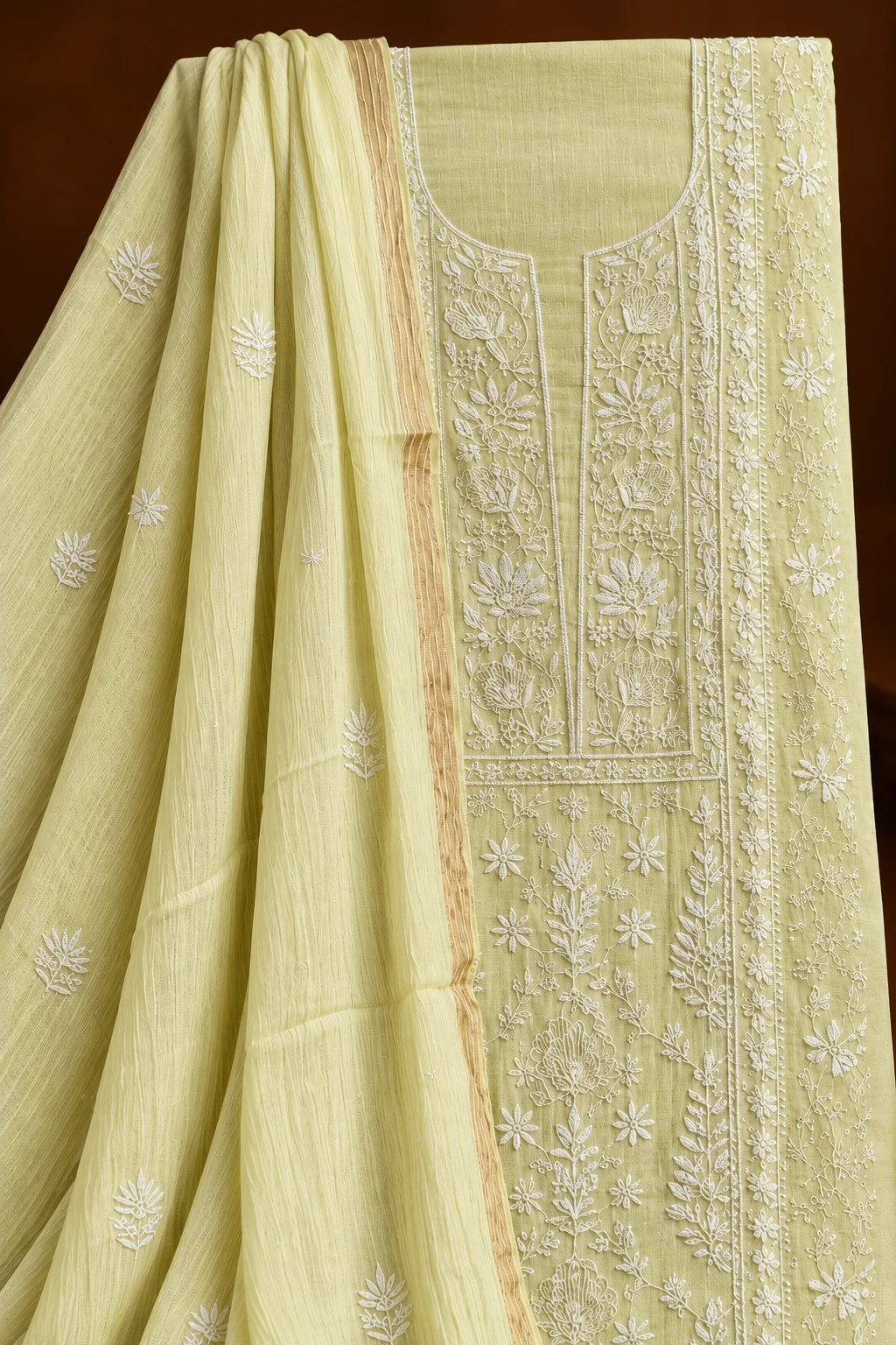 file_00000000c56082118e86c3c50ed6f07b_result Emerald Chanderi Semi-Stitched Chikankari Suit - Mul Chanderi Chikankari by Feathers by Priya - Image 3