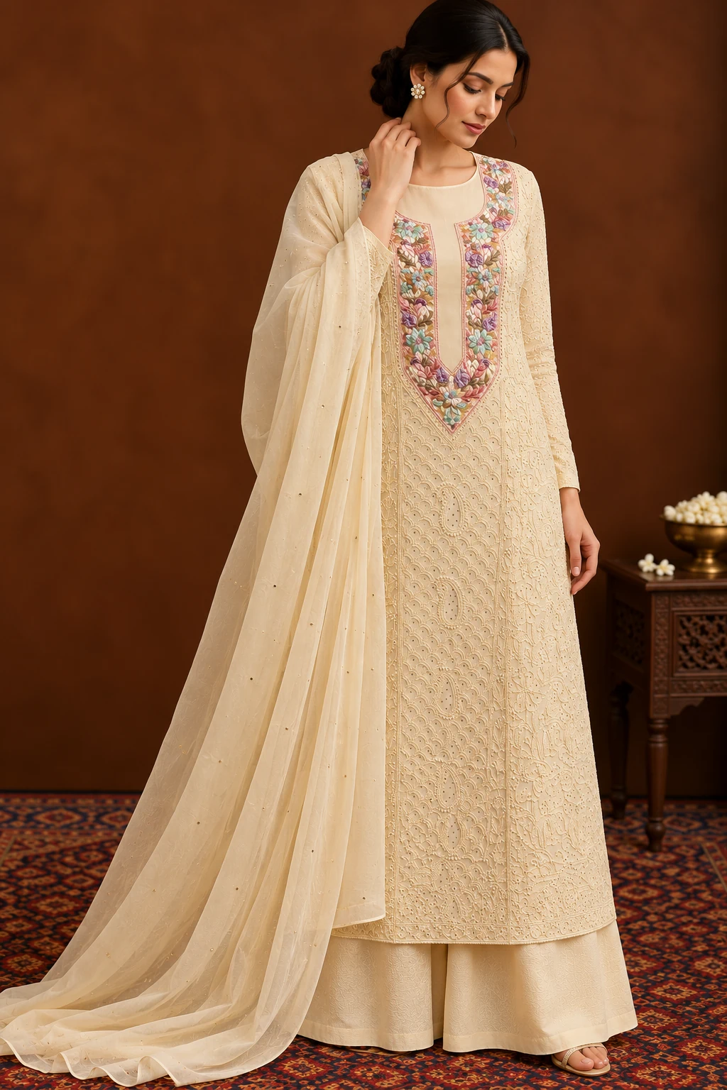 file_00000000d1548208b813c294128694b1_result Golden Yellow Georgette Jaal Unstitched Chikankari Suit - Chikankari by Feathers by Priya