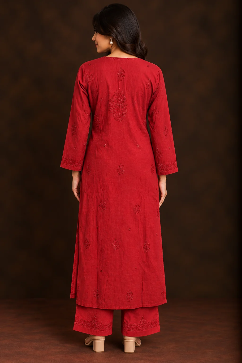 file_00000000da608243854d3fb01f61e85d Crimson Crest Chikankari Suit - Mul Chanderi Chikankari 2-Piece Suit Set by Feathers by Priya - Image 2