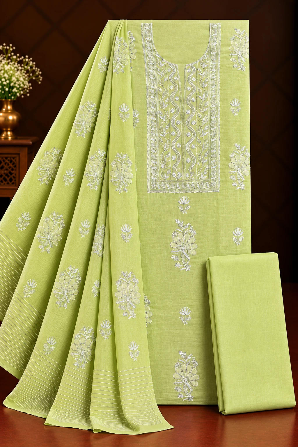 Blush Tone Unstitched Chikankari Suit - Chikankari by Feathers by Priya - Image 2