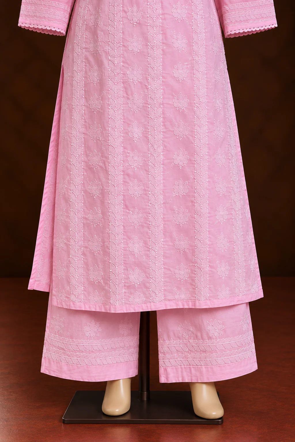 Rose Quartz Chikankari Suit - Chikankari 2-Piece Suit Set by Feathers by Priya - Image 4