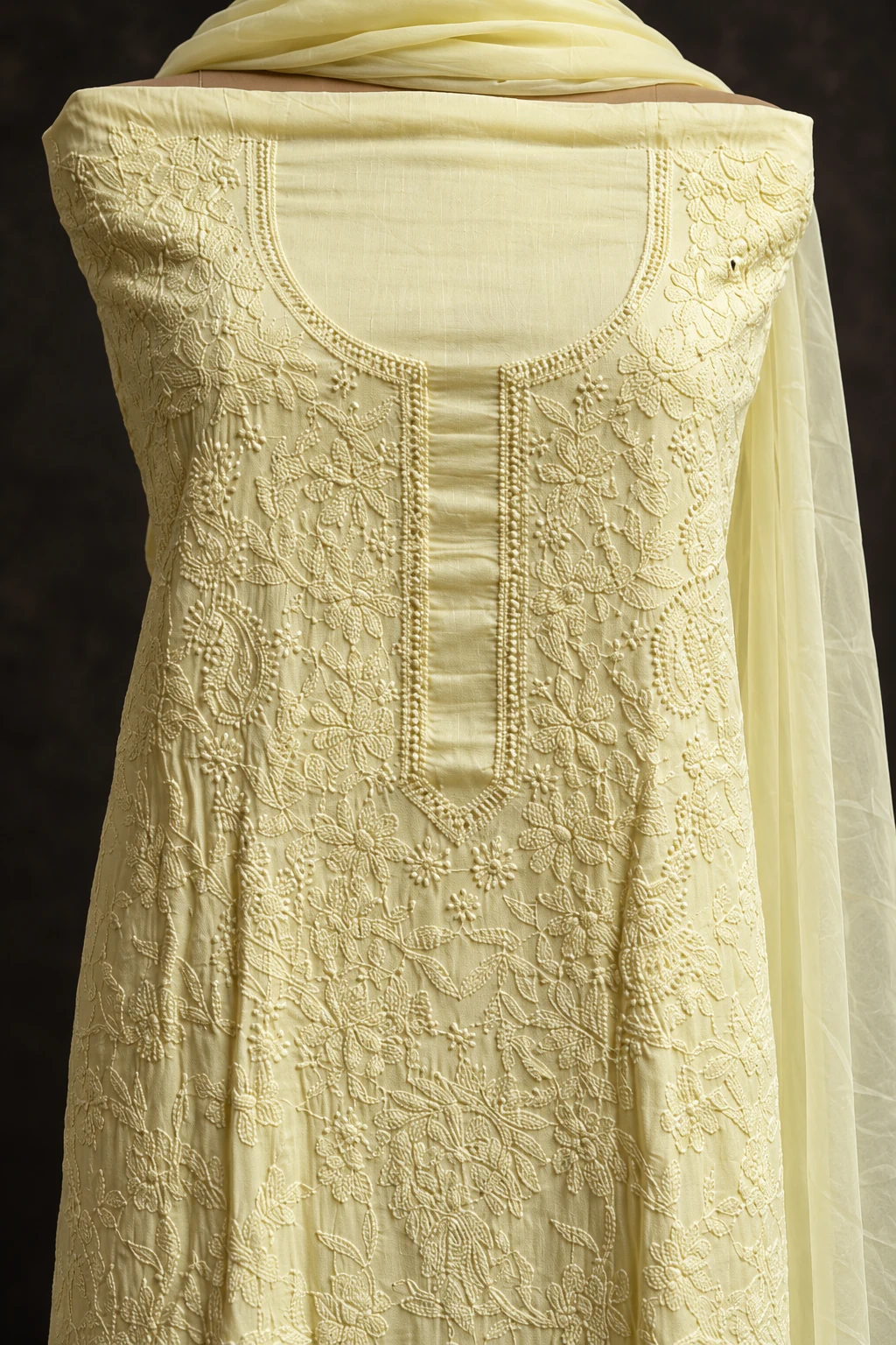 Mint Shadow Unstitched Chikankari Suit - Chikankari by Feathers by Priya - Image 2